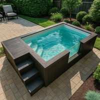 Piscine rectangulaire élégante en acier inoxydable effet bois pour maisons de luxe, hôtels, complexes hôteliers, piscine extérieure durable, sur mesure