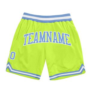 Industrie Direct Engro Sportswear Basketball Shorts Personnalisé Néon Vert Bleu Clair-Blanc Authentique Throwback Basketball Shorts - Product Image 1