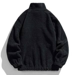 Nouveau design de veste en polaire Sherpa pour hommes, couleur unie, manches longues, matériau chaud, streetwear classique, vestes d'hiver à col montant pour hommes - Product Image 3