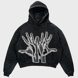 Pull 100% coton à capuche hommes broderie personnalisée à capuche éponge française poids lourd sweats à capuche surdimensionnés pour hommes - Product Image 2
