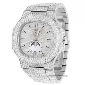 Reloj de Lujo para Hombre Estilo Hip Hop, Movimiento Totalmente Automático con Aspecto de Diamantes, Diseño Personalizado de Acero Inoxidable Plateado - Product Image 4