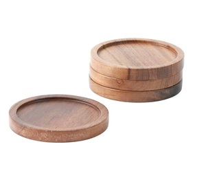 Acacia Wood <b>Drinks</b> <b>Coasters</b> for Protection of Surfaces, Dining Table, Stylish Housewarming, Home and Office Accessory - Product Image 5