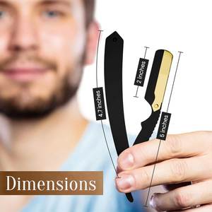 Maquinilla de afeitar recta profesional de acero inoxidable para hombres, Kit de afeitado de peluquero, mango de plástico, instrumento de belleza individual, venta al por mayor, OEM - Product Image 4