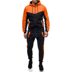 Durable 400GSM algodón Spandex chándal para hombres con capucha azul marino Slim Fit ropa deportiva Transferencia de Calor impreso chaqueta pantalones invierno - Product Image 1