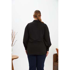 Blusa Tejida con Detalles en Piedra Negra Talla Grande RMG para Mujer - Elegante Top de Manga Larga con Adornos - Product Image 6