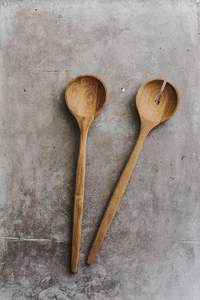 <b>Food</b> Serving Coffee Spoon Japandi Style Wooden Bamboo 8 Inch Long Handle Eco-Friendly Gold Plated High Quality - Product Image 6