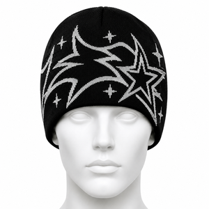 Beanies Hats <b>for</b> Men Lightning <b>Pattern</b> Wool Acrylic <b>Knitted</b> Hat Warm Stretch Winter Cap Stylish Soft Comfortable Everyday Wear - Product Image 3