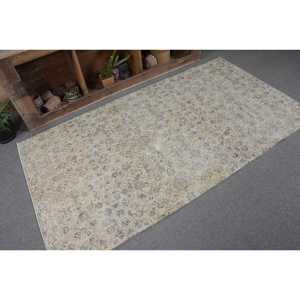 Alfombra turca de lana Beige Vintage, 3,9x7,1 pies, tejido plano, patrón de retazos, alfombra para sala de estar para adolescentes, respaldo de látex - Product Image 5