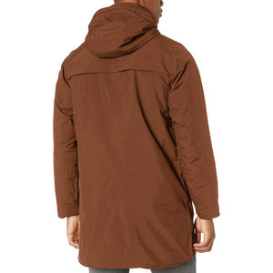 Longue veste matelassée en toile avec capuche pour hommes, vêtements d'extérieur d'hiver pour temps froid, avec logo à l'avant. - Product Image 5