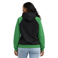 Sudadera con capucha negra 08 Soror de manga raglán para mujer, estilo hermandad universitaria griega, rosa y verde, elegante, informal, de invierno, con insignia frontal