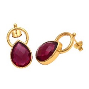 มาใหม่ Garnet Hydro พลอย925สเตอร์ลิงลูกแพร์รูปร่างต่างหู - Product Image 1