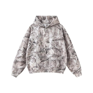 Wholesale Winter Camo Heavyweight Breathable Polyester Cotton Heat-Transfer Printed Hooded Plus Size Casual Baggy Track Suit - Product Image 3