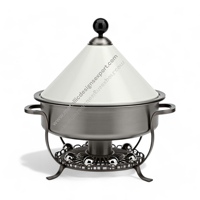 Tajine moderne écologique en acier inoxydable avec support de 24 cm de diamètre, plat de cuisson et de service rond élégant pour la maison et la restauration