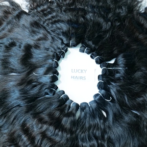 Vague naturelle de double extensions de cheveux de trame de machine cambodgienne vierge crue et prolongements profonds lâches de cheveux humains de vague - Product Image 6