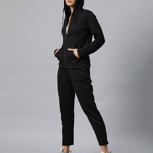 Chándal sólido de 2 piezas con capucha para mujer OEM personalizado 100% algodón estampado ligero cálido para invierno precio barato de moda - Product Image 2