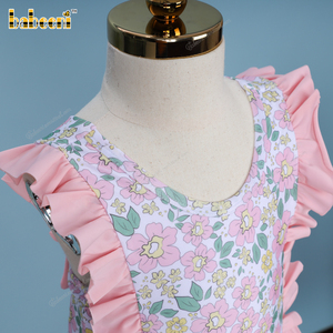 Traje de Baño Bikini para Niñas Babeeni, Diseño Floral Rosa y Amarillo, para Niños, OEM, ODM, Venta al por Mayor, Certificado OEKO-TEX, Transpirable, de Secado Rápido - Product Image 5