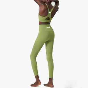 OEM Custom 2-Piece Yoga Set <b>Cropped</b> Longline Bra Top & Full-Length <b>Leggings</b> Workout Gym Conjuntos for Women - Product Image 5