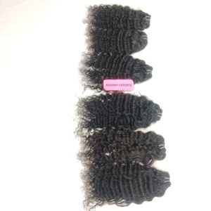 Extensions de cheveux indiens 100% naturels Deep Wave vendeurs de cuticules alignés pour les femmes couleur noire pas cher prix Curl Style Bundled - Product Image 3