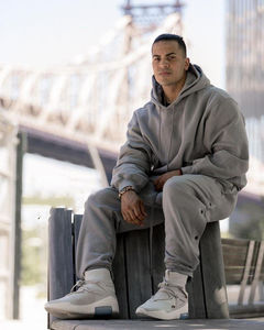 OEM Sweats à capuche personnalisés Sweatshirt 100% coton mélangé vierge Oversize Pullover Double Hat Hoodies Sweatshirt pour hommes - Product Image 5