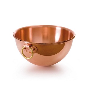 Bol de service alimentaire de qualité supérieure en cuivre, bol de mélange avec poignées en laiton pour usage domestique et cuisine. - Product Image 3