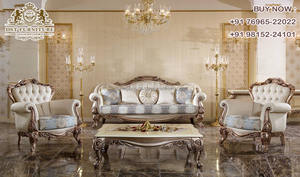 European Hand Carved Living Room Furniture Set Exclusive Wooden Carved 7 Seater Sofa Set Classic Hand Carved Living Room Sofa - Product Image 3