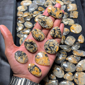 Vente en gros de cabochon en agate bleue naturelle de qualité AAA, pierre précieuse de tigre dendrite d'Indonésie, artisanat de cristal de guérison - Product Image 1