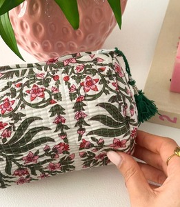 Indian Handmade Green Vintage Cotton Case with Zipper Closure Eco-Friendly & Durable Waterproof Travel Case - Product Image 4