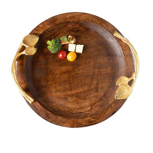 Plateau de service en métal Royal Look pour restaurants, cafés, hôtels, pour servir des plats, des fruits, du café, plateau de service en métal avec deux poignées - Product Image 6
