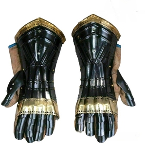 Paire de gantelets médiévaux gothiques foncés entièrement portables cadeaux d'Halloween d'armure de chevalier - Product Image 6