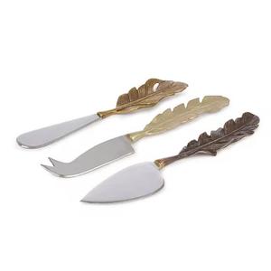 Meilleur prix ensemble de couteaux à fourchette à fromage en acier inoxydable fabriqués à la main avec manche en bois utilisés pour le tranchage de fromage de restaurants d'hôtel - Product Image 2