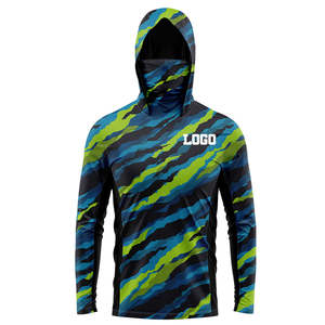 Venta al por mayor personalizado impreso 100% poliéster secado rápido protección UV ropa UPF50 + hombres mujeres pesca camisas con capucha - Product Image 5