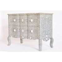Commode personnalisée avec incrustations de nacre, meubles de chambre à coucher de luxe avec incrustations de nacre, coffre chic bohème avec incrustations de nacre