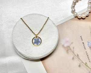 Collier en résine avec fleurs <span class=keywords><strong>de</strong></span> mignonnette pressées, plaqué or et argent, en acier inoxydable, pendentif cercle miniature, ensemble <span class=keywords><strong>de</strong></span> bijoux botaniques - Product Image 6