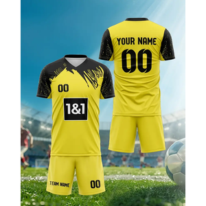 Uniforme de football de haute qualité nom et numéro personnalisés maillot adulte confortable respirant dissipation de la chaleur séchage rapide - Product Image 1