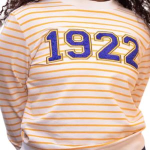 Sudadera de rayas doradas y blancas 1922, jersey de cuello redondo de algodón Unisex, traje de hermandad, moda de otoño, estilo universitario - Product Image 2