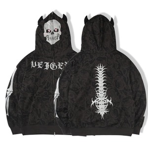 Custom Embroidery Distressed Acid Wash Vintage Washed Rhinestone <b>Zip</b> <b>up</b> <b>Hoodie</b> Men Fleece Street Distressed Embroidery <b>Hoodie</b> - Product Image 6