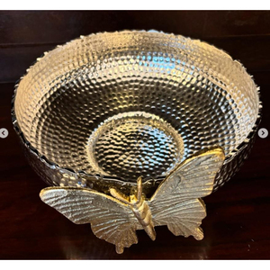 Tendance Design Vaisselle Chocolat Bol Doux Serveur Plateau Creative Argent Martelé Finition Papillon Accent Chocolat Bol - Product Image 2