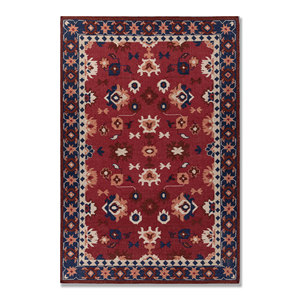 Tapis en laine tissé plat Bédouin rouge et orange, jacquard floral, à poils coupés et tuftés pour la maison, l'extérieur, la prière et l'exercice - ADWL-23004 - Product Image 1
