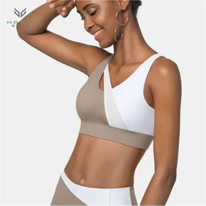 Vente chaude de soutien-gorge de sport respirant sans couture grande taille haut de fitness solide avec slips confortables - Product Image 5