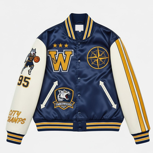 Chaqueta de Béisbol Varsity para Hombre, Bordado Chenille Ecológico, Logotipo Personalizado Frontal, Resistente al Viento, Transpirable, Estilo Urbano, Gran Venta - Product Image 1