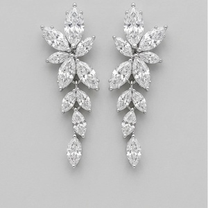 Women's 18K Yellow Gold Lab Grown <b>Diamond</b> <b>Dangle</b> <b>Earring</b> Marquise Cut IGI Certified Classic Look Everyday Wear - Product Image 1