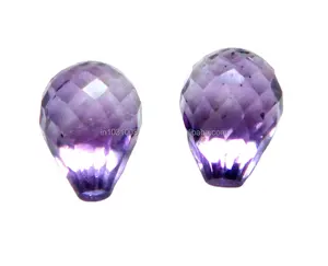 Briolette Amethyst 7x5MM 8X5MM dikalibrasi ukuran Amethyst untuk liontin perhiasan perak membuat bentuk pir ungu batu Amethyst longgar