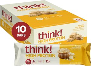<b>think</b>! Protein Bars, High Protein Snacks, Gluten Free, High Fiber, Banana Oat Muffin, 10 Count - Product Image 5