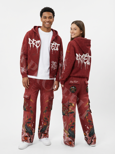 Conjunto de Sudadera con Capucha y Pantalones Cargo con Estampado de Peces OEM ODM, Ropa Deportiva Urbana de Dos Piezas con Diseño Gráfico, Conjuntos Deportivos Unisex - Product Image 5