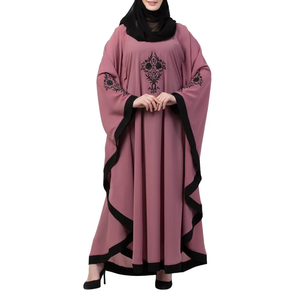 Vestido longo de vestido abaia, vestido longo árabe rosa islâmico plus size 2023
