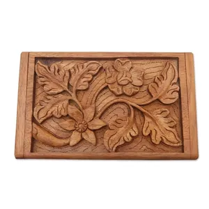 Joyero de madera grabado a mano de lujo con diseño de hoja de árbol de estilo Vintage tallado completo logotipo personalizado decoración del hogar caja de baratija - Product Image 4