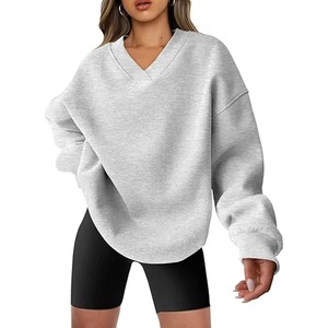 2025 grande taille goutte épaule surdimensionné personnalisé col en V femmes sweats à capuche femmes sweat-shirt femmes - Product Image 1