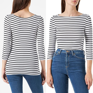 Camiseta clásica de ajuste para mujer, Camiseta de algodón, Camiseta clásica de manga larga con cuello redondo, Camiseta de algodón con cuello redondo - Product Image 5