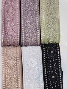 Encaje bordado de flores cosido a mano de nuevo diseño, encaje de borde de vestido - Product Image 3