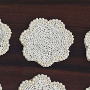 MULTI CRAFT MS1243 Handmade High Quality Classic Beaded <b>Coasters</b>-Portable <b>Drink</b> <b>Coasters</b> Eco-Friendly Polyester Backing Silk - Product Image 4
